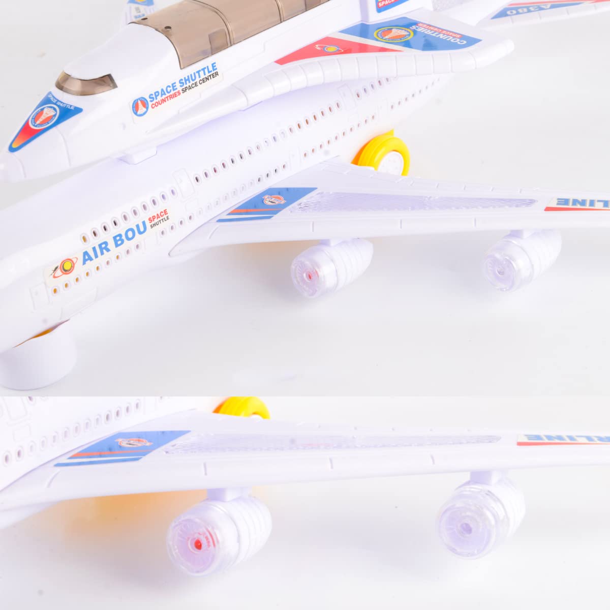 Liberty Imports Electric Airplane Space Shuttle Carrier Transporter Bump and Go Kids Action Toy - Big Model Jumbo Jet with Flashing 3D Lights and Realistic Aircraft Plane Sounds