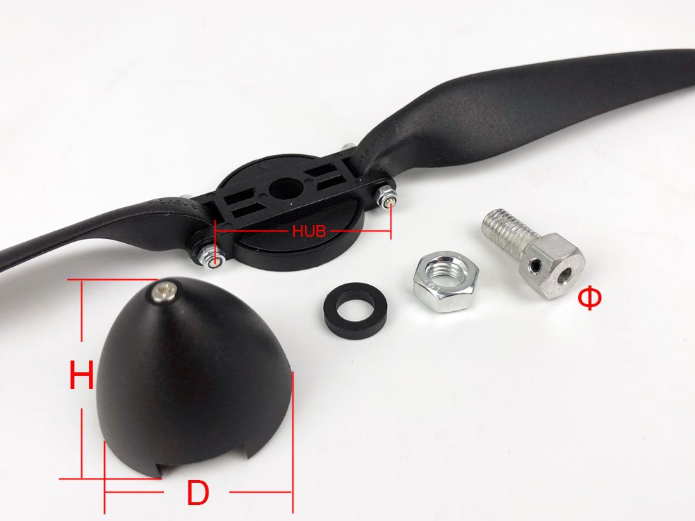 RC Folding Propeller 6" 7" 8" 9" 10" 11" 12" 13.5" 14" 15.5" 16.5" w/Different Spinner Size and Motor Shaft Diameter φ3.0 φ3.17 φ4.0 φ5.0 with Plastic Spiner Cap for RC Airplane (8×4.5, Shaft φ3.17)