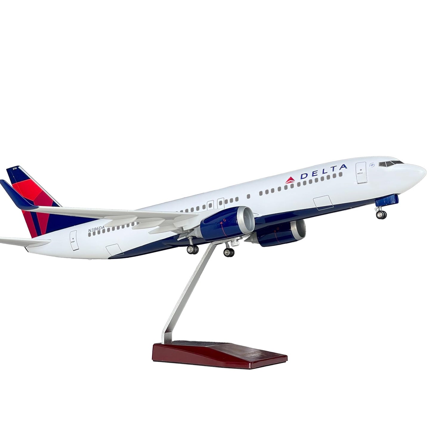 B737 Model Airplane 18.5 Inches Long 1/150 Scale 737 Aircraft with LED Lights and Airport Scene Accessories Ideal Display and Gift