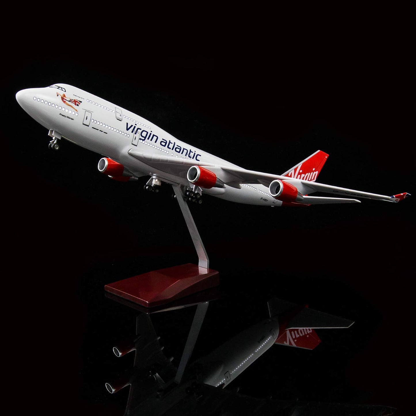 24-Hours 18” 1:130 Scale Model Jet British Airways Virgin B747 Model Planes Kits Display Die-cast Airplane with LED Light(Touch or Sound Control)