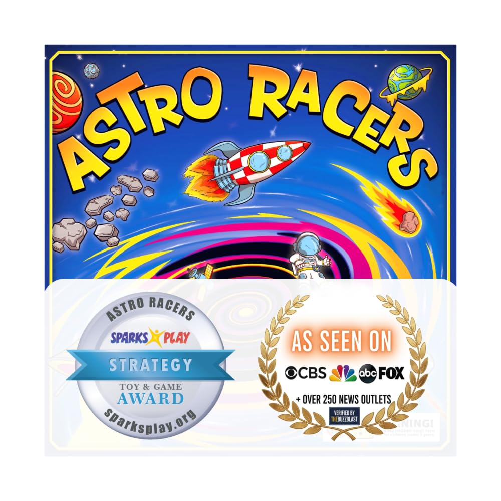 Astro Racers Board Game, Fun for Kids and Adults, 2-4 Players, Ages 5+, Solar System Racing Theme, Family-Friendly Strategy Game. Educational & Skill-Building.