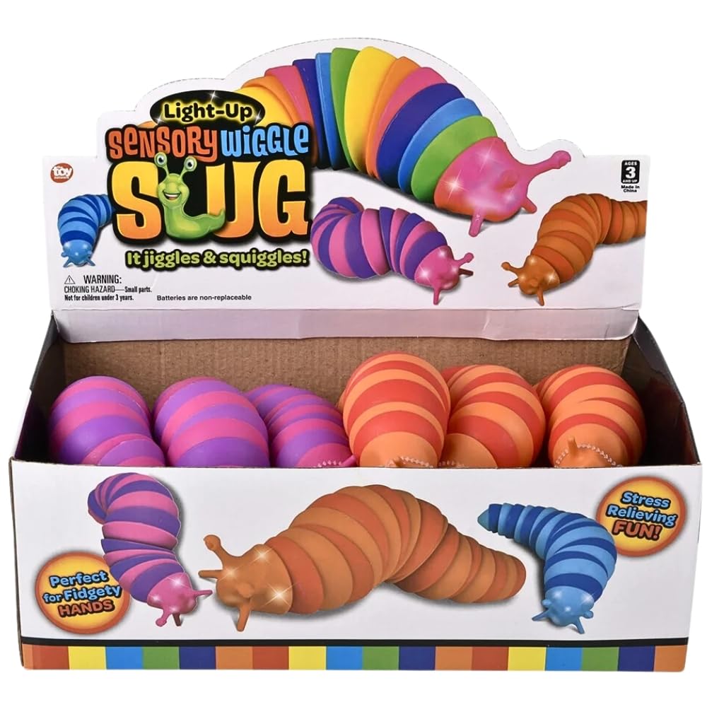 Rhode Island Novelty 7" Light-Up Wiggle Sensory Slug (1 Per Order, Style May Vary)