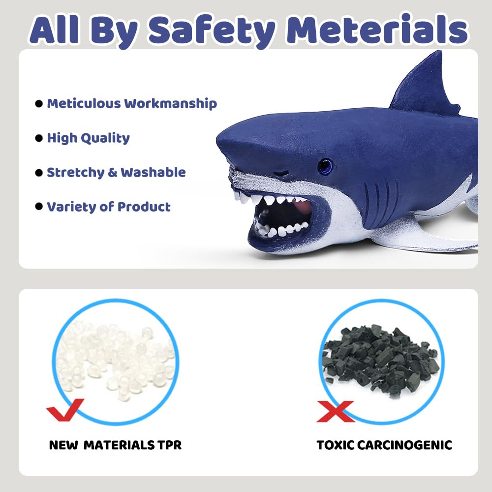 Ocean Sea Animal,8 Inch Rubber Bath Toy Set(8 Pack Random),Super Stretches Material TPR, Some Kinds Can Change Colour, ValeforToy Floating Bathtub Toy Party Shark Octopus Figure