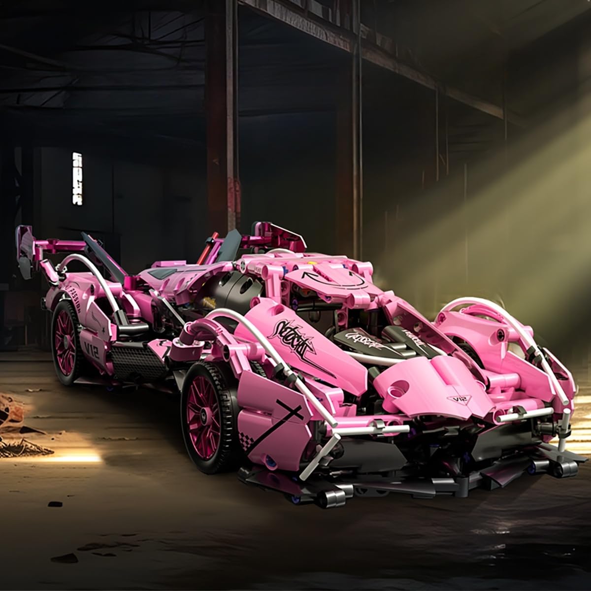 Chodia Sport Racing Car Building Block Sets for Adults, 1:14 Pink Race Supercar Toys Kits Collectible MOC Model Christmas Xmas Birthday Gifts for Old Boys and Girls, Teens Men Women Age 8-12 12-16,14+