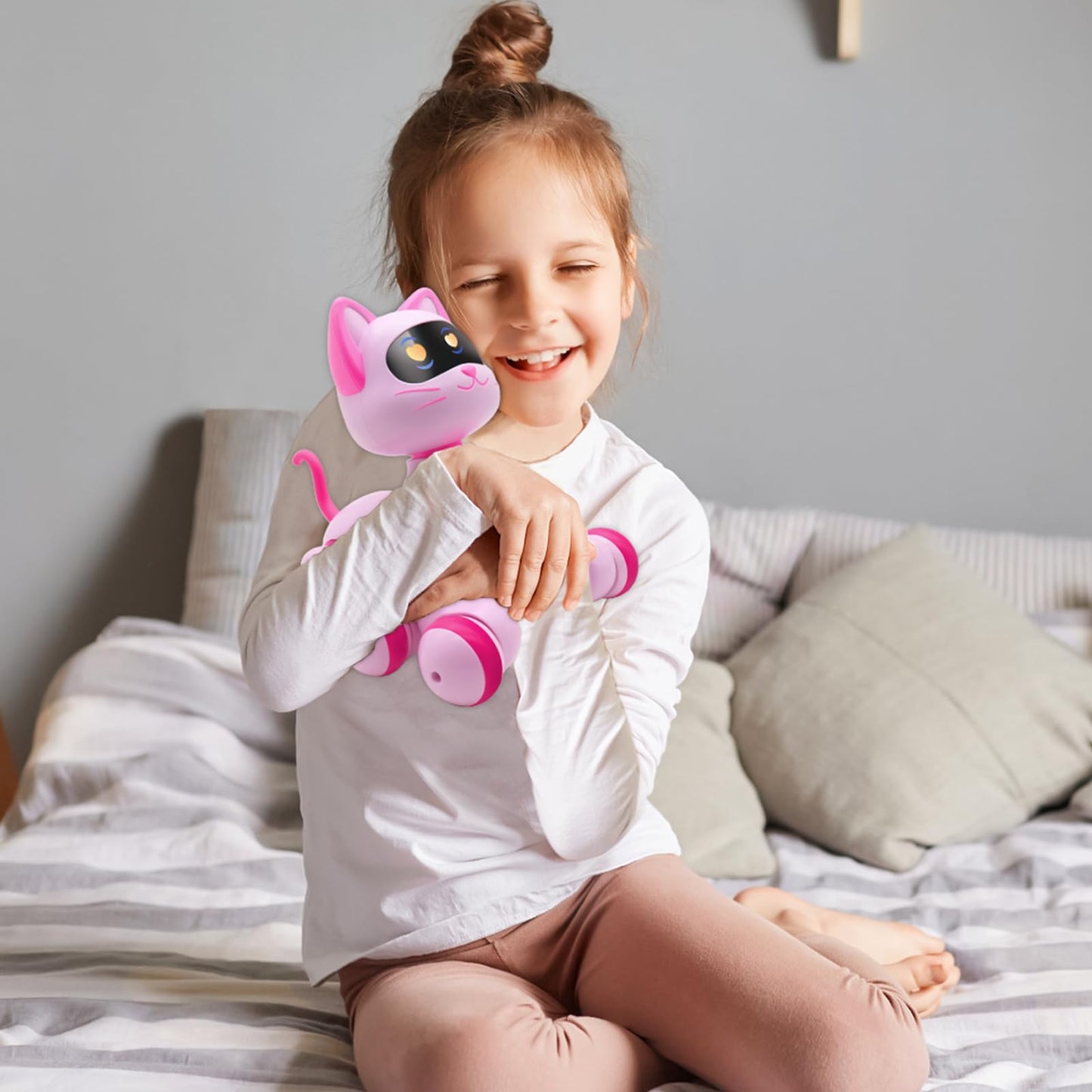 Ysityum Remote Control Robot Cat Toy - RC Robotic Cat for Kids, Interactive Programmable Smart Robot Pet with Light, Sound, Touch Sensing, LED Eyes, Dance & Music, Gift for Kids 3+