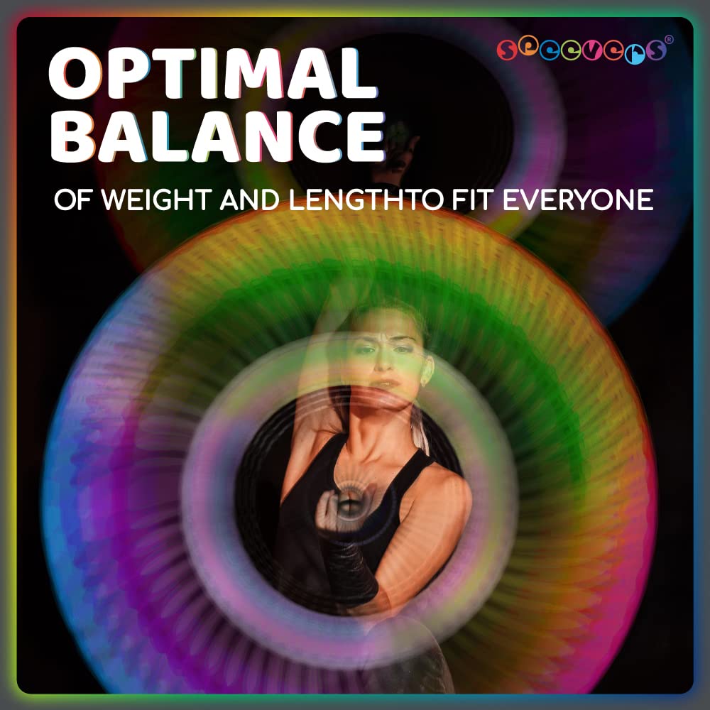 speevers LED Poi Optic Fiber Poi for Professionals - Exciting Light Show and Fast USB Charge - Strobe & Fade Light Programs - LED Prop for Spinners 1 Year Warranty