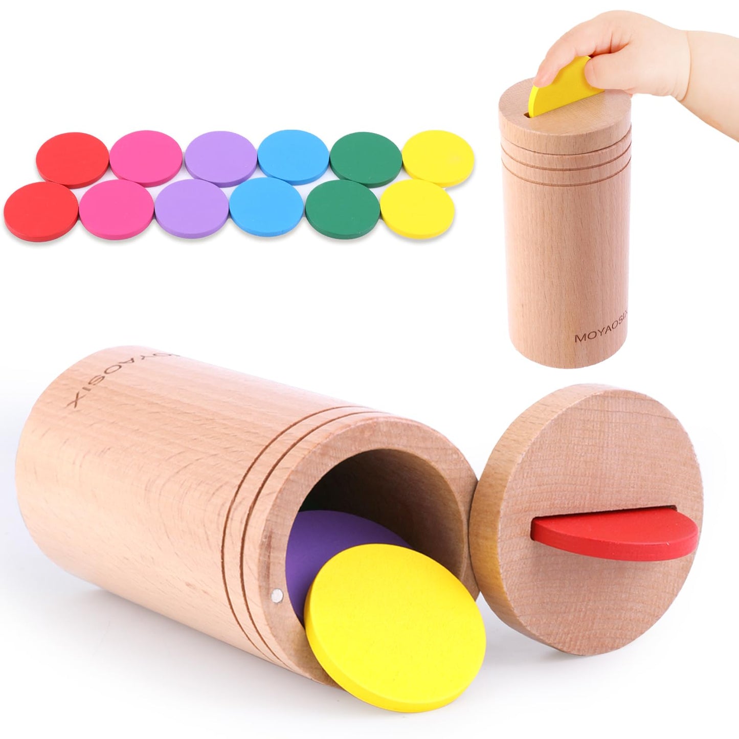 MOYAOSIX Montessori Toys for 1-3 Year Old|Educational Toddlers Toys |for 1 2 3 Age |Busy Board 18 Month Old|Fine Motor Developmental and Sensory Matching Games|Stacking Toys for Baby Boys Girls Gifts