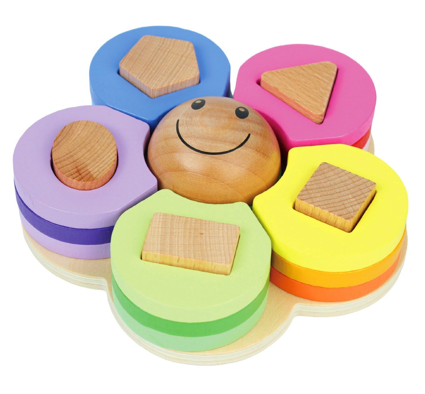 Flower Shape Wooden Stacking Puzzle Toy, Baby Shape Sorter Toy, Sensory Toys for Kids with Autism, Ideal Montessori Toys for 1+ Year Old, Sustainable Stacking Toys for Toddlers 1-3