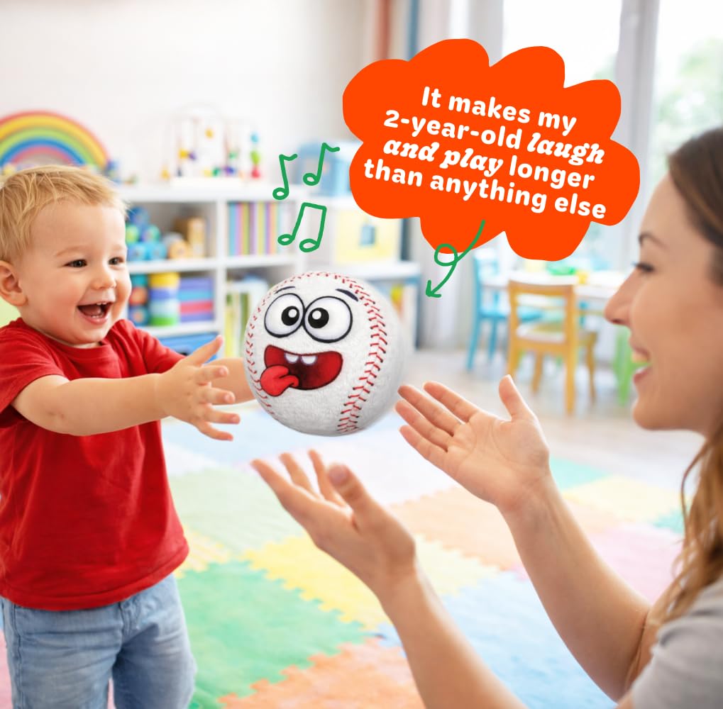 Move2Play, Hilariously Interactive Toy with Music & Sound Effects for Boy & Girl | Ball for Toddler & Baby | 6, 12, 18+ Months | 1, 2, 3+ Year Old (Baseball)