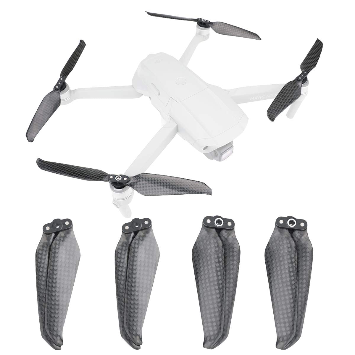 RCGEEK Compatible with Mavic Air 2 Carbon Fiber Propellers Blades Low Noise Props 7238 Quiet Propellers Replacement Accessories Drone Quick Release Foldable Wings