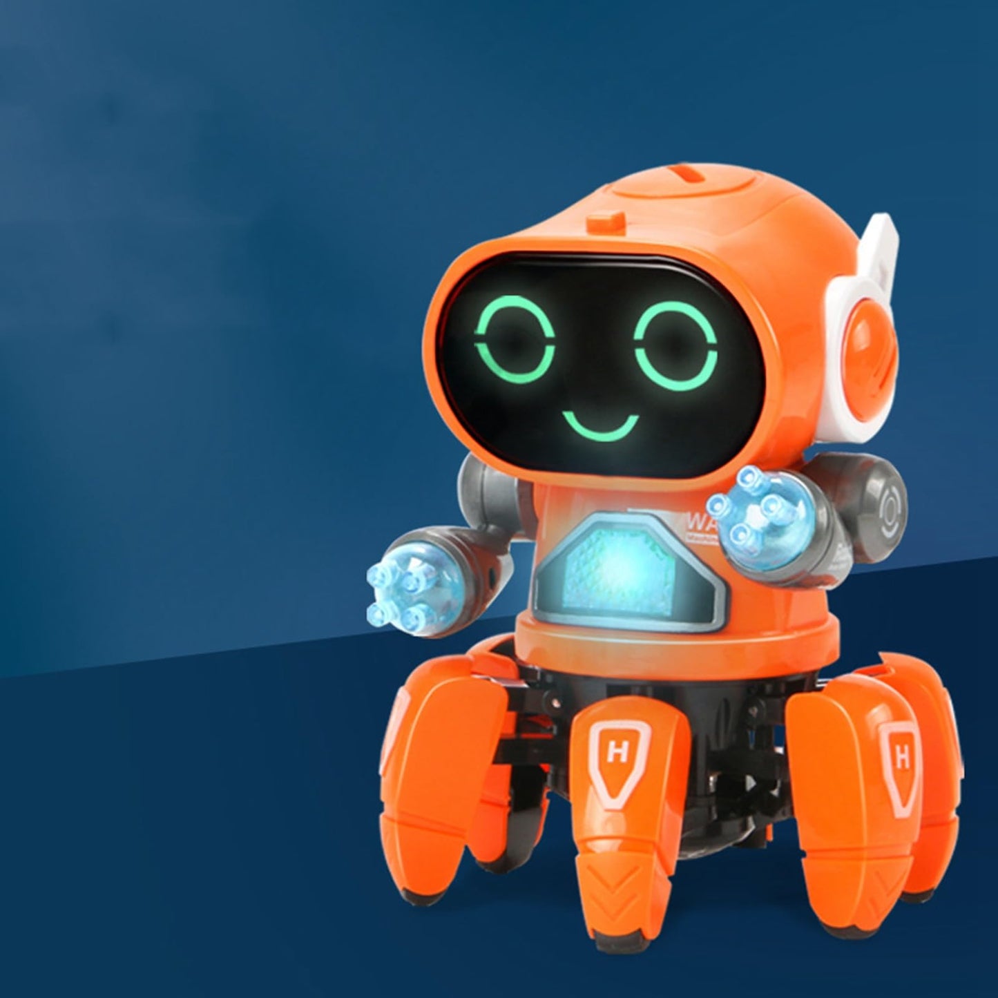 Aoaoy Light Six Claw Robot Toy, Flexible Moving Dance Music Shake Robot Toy with Clear Sound Quality (Orange)
