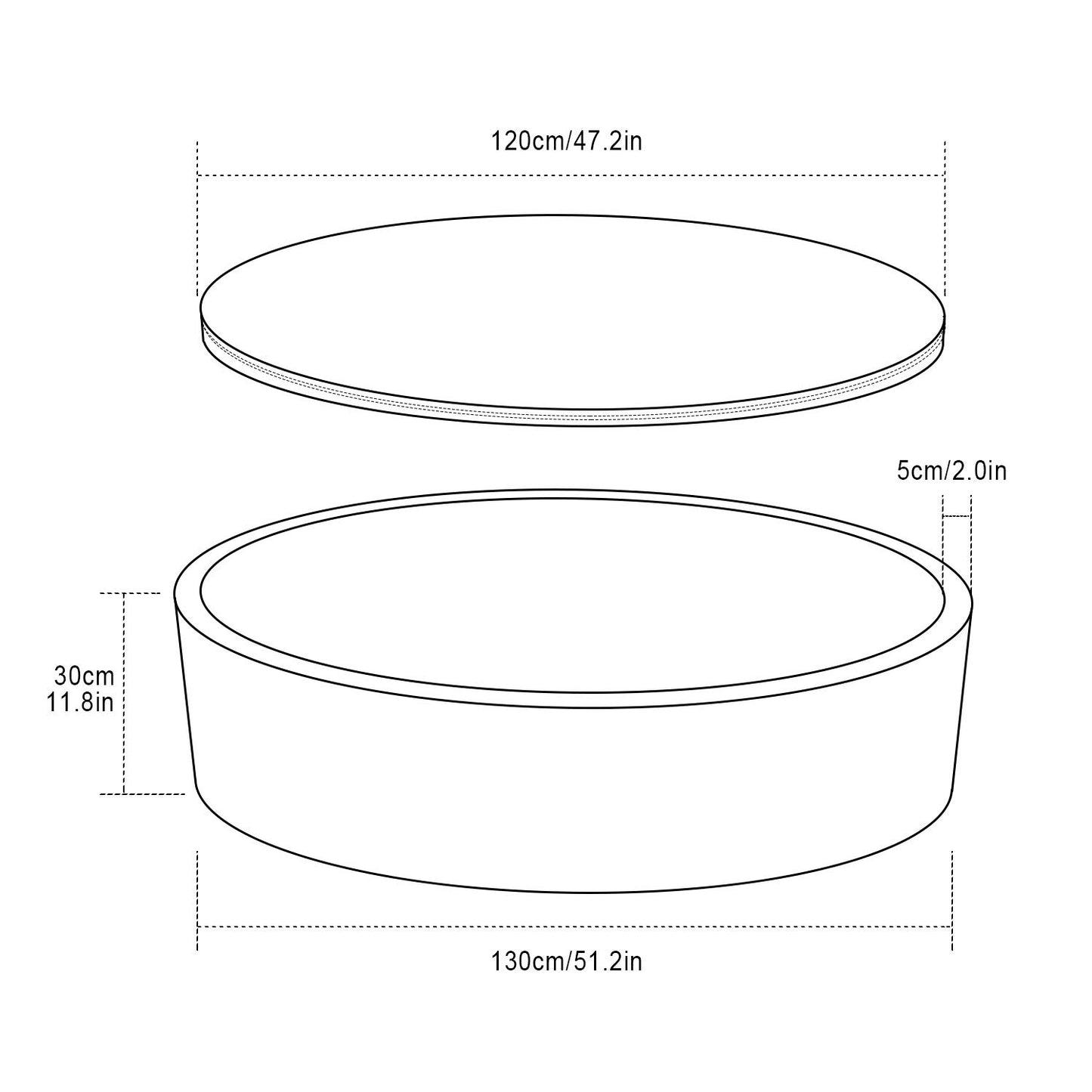 TRENDBOX Extra Large Soft Foam Ball Pit 51.2" x 11.8" (NO Balls) in Large Sponge Round Ball Pool Indoor Round Ball Pits Children Toddler Playpen - Light Gray