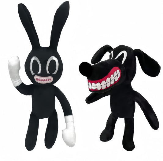 POPRORE Cartoon Dog Cat Rabbit Plush Toys Halloween Christmas Horror Plush Toy for Home Party Gift Birthday Toy (Rabbit&Dog)