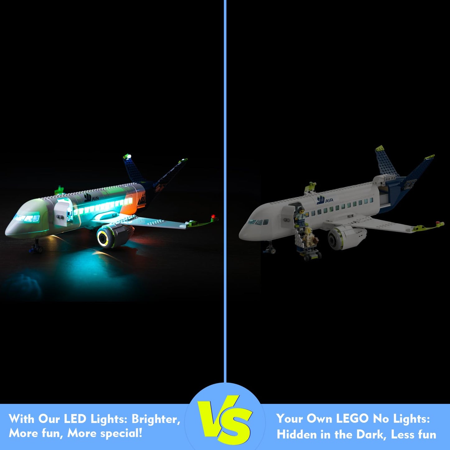 LocoLee LED Light Kit Compatible with Lego Passenger Airplane 60367, DIY Creative Lighting Set Accessories Compatible with Lego 60367 for Adults (Lights Only, No Models)