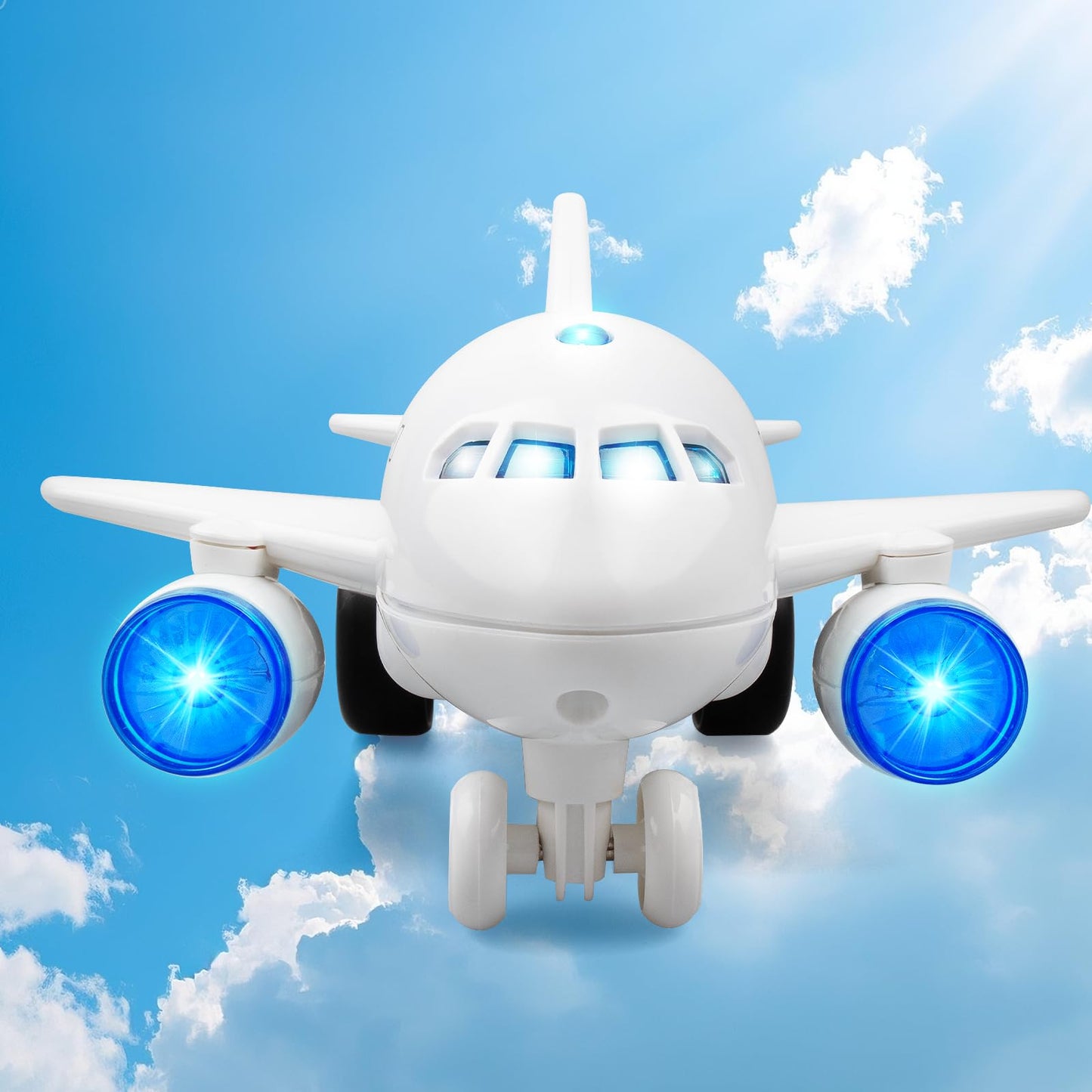 victob Airplane Toys for Toddlers – 1:200 Friction Powered Toy Plane with Flashing Lights and Sounds for Kids Boys & Girls Ages 3 4 5 6 7 8 – Christmas Birthday Party Gift, Pretend Play Vehicles