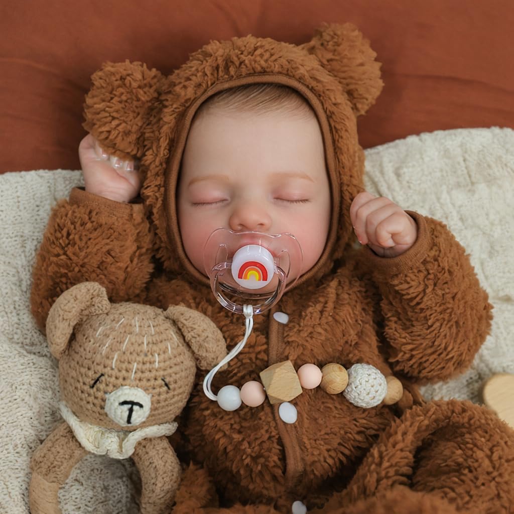SCOM 20 inch Realistic Reborn Baby Dolls Boy, Hand-Painted Hair Lifelike Vinyl Limbs & Soft Cloth Body, Weighted Baby Doll, 7-Piece Accessories Set, Newborn Doll for Ages 3+ Kids Gift
