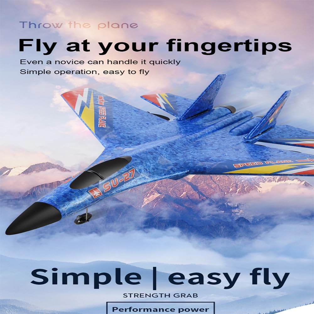RC Fighter Jet, SU-27 RC Fighter Jet，Remote Control Airplane for Adults & Beginners, Durable Lightweight Foam RC Plane with Stable Flight for Outdoor Hobby Flying