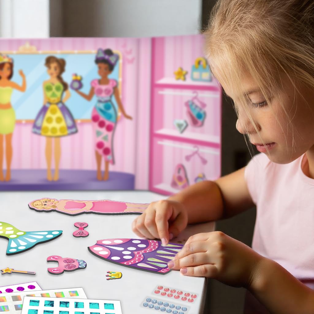 Imagimake DIY Magnetic Dress-Up Princess |Pretend Play Magnetic Toys for Kids | 30 Magnetic Dresses & Accessories | Interchange & Create Unlimited Outfits | Birthday Gift for 3,4,5,6,7,8 Year Old Girl