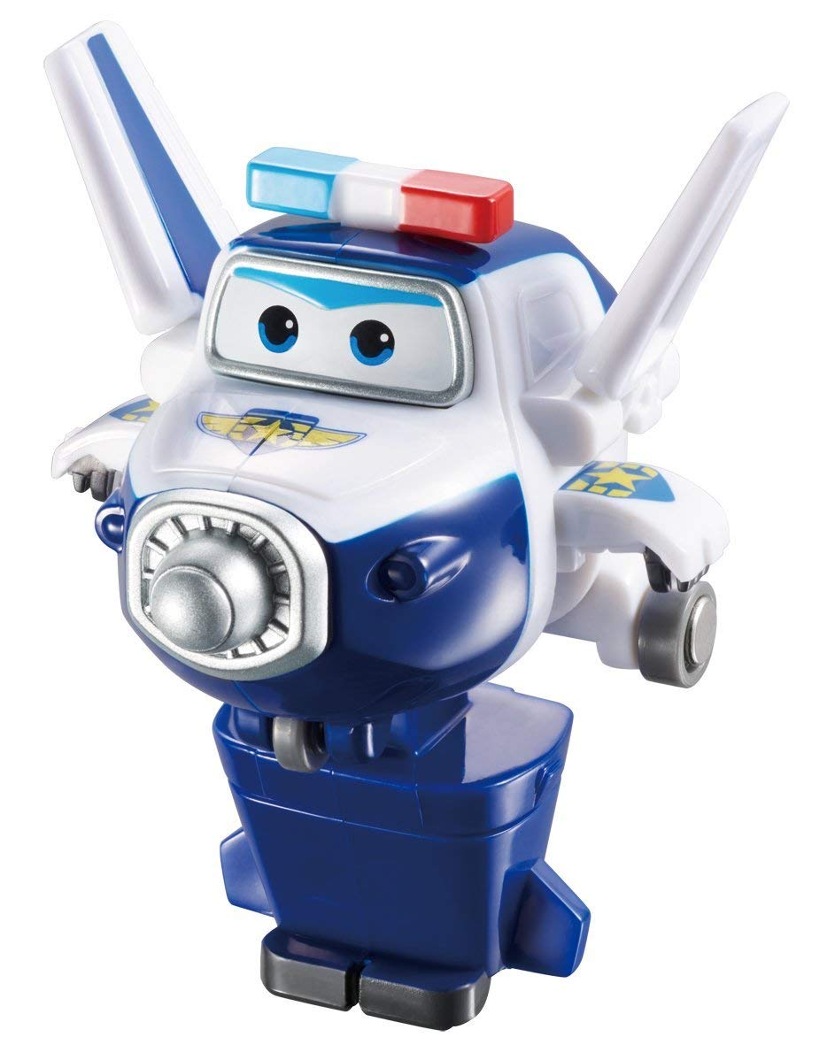 Super Wings 7" Paul's Police Cruiser with 2" Transform-a-Bot Paul Mini Figure, Transforming Airplane Toys Vehicle Set, Fun Preschool Toy Plane for 3 4 5 Year Old Boys and Girls, Birthday Gift