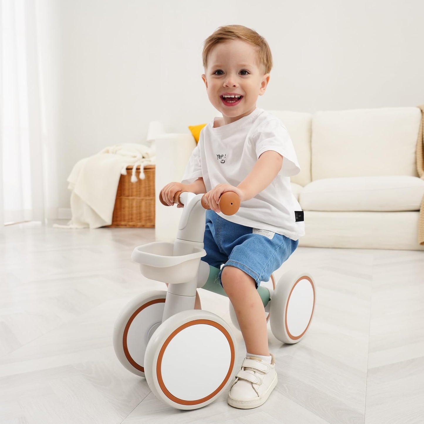 KidRoller Kid's Balance Bikes for 1 Year Old Boys and Girls, 12-36 Months Toddler Ride-on with Adjustable Seat and a Front Basket, First Birthday Gifts Sky Blue