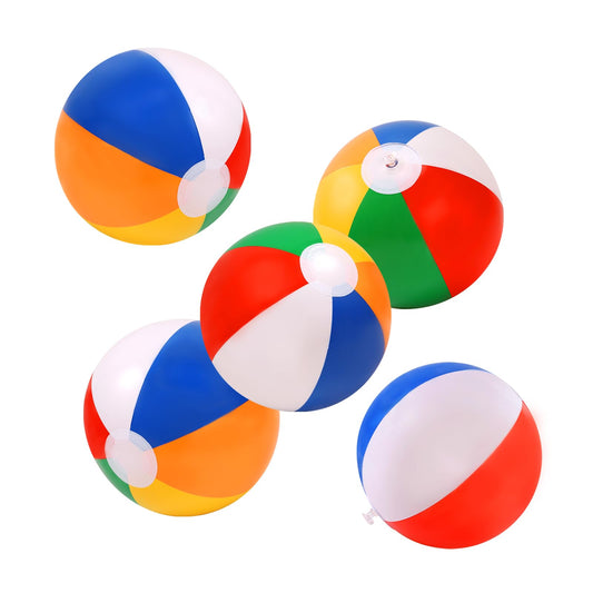 GRNVDWN 5 Packs 24" Inflatable Large Beach Balls Rainbow Color Pool Ball Pool Toys Pool Balls for Swimming Pool Beach Ball Party Favor Beachball Balloons for Kids&Adults