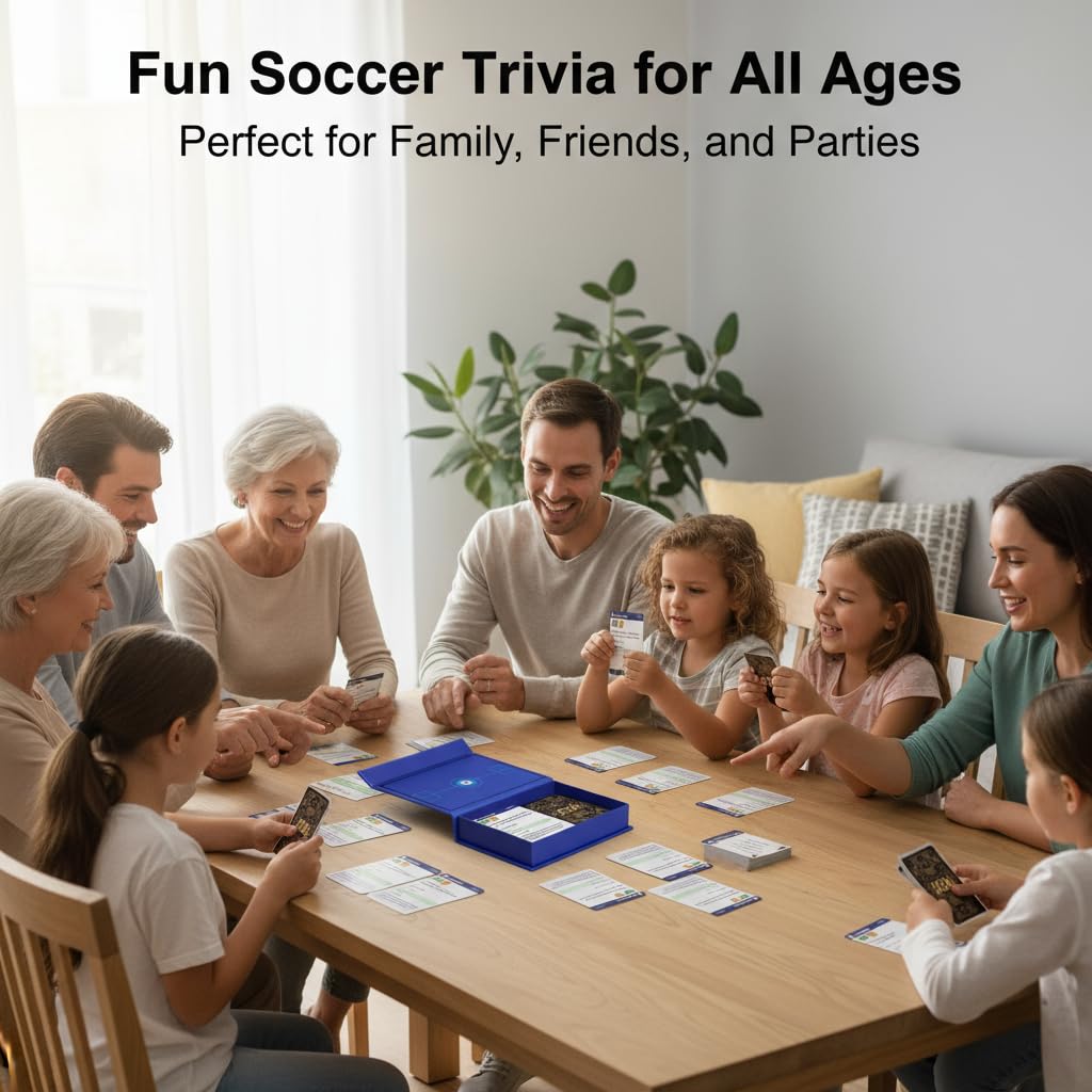 YXYOUNG 2026 World Cup Soccer Knowledge Trivia Cards Game - 100 Educational Question Cards, 5 Categories, 3 Difficulty Levels, Family and Friend Game Gift for Kids and Adults