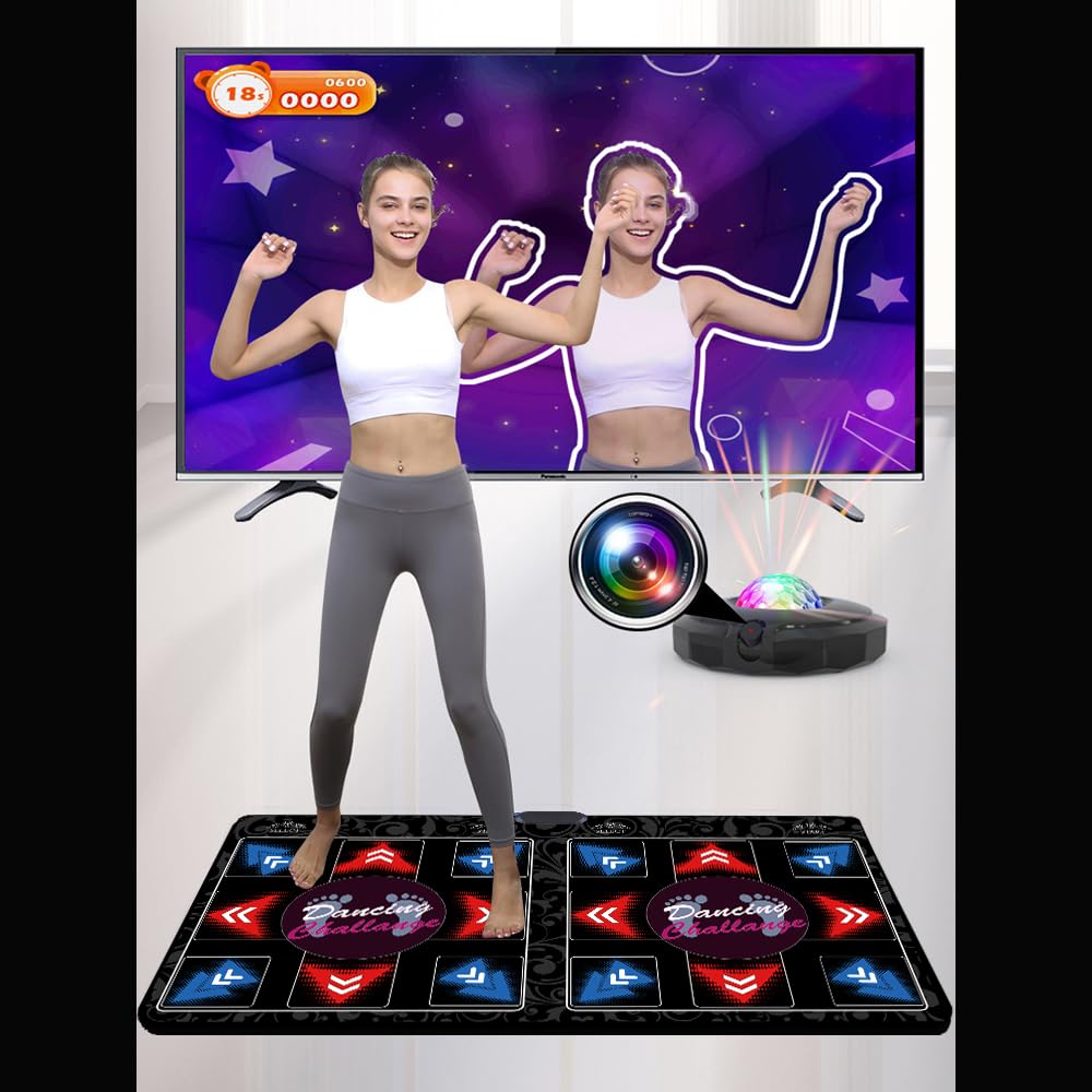 WuZhuangYuan HDMI Musical Electronic Dance mat with a Camera,Including 1000 Games,81 Music Videos,a 64G Large Memory Card,650 Songs, for Single/Double Users, a Luxurious Gift for Girls and Boys