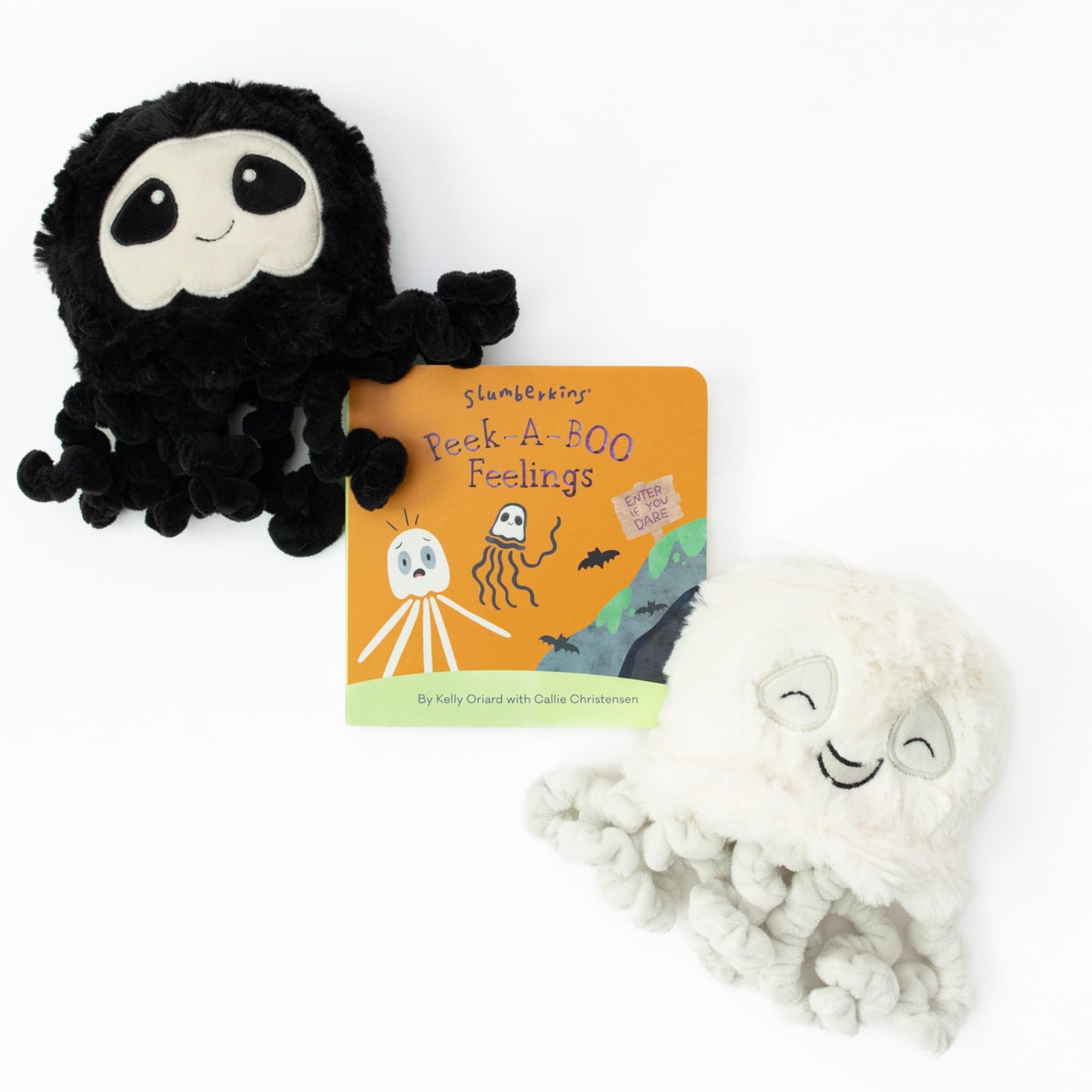 Slumberkins Peek-A-Boo Feelings Jellyfish Set - Promotes Emotion Identification, Curiosity & Bravery - Includes Board Book & 2 Limited Edition Jellyfish Mini Plush Toys