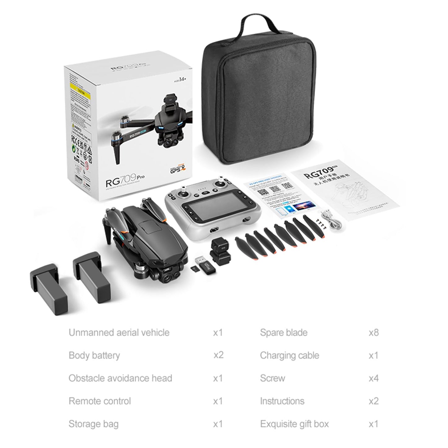 QQCHGOL GPS Drone with 2 Wide-Angle Camera 4K for Adult Beginner,5" Screen Control,360° Obstacle Laser Avoidance,45 Min Flight , FPV Drone with 2-Axis Gimbal,Auto Return,Follow Me, Circle Fly,BL Motor,2 Batteries