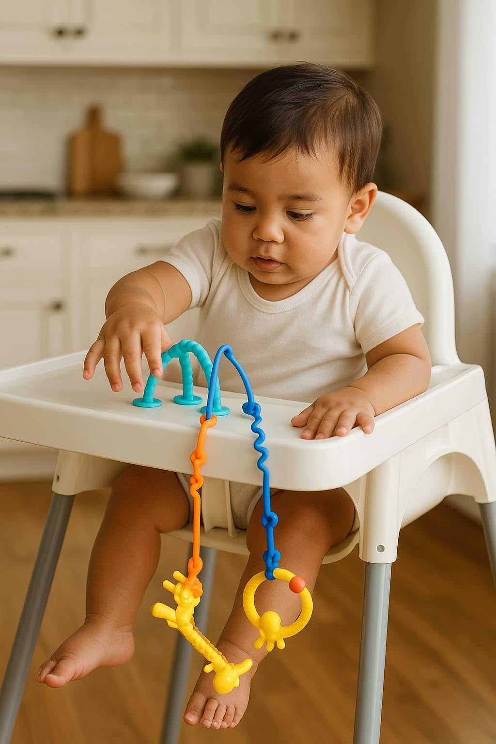High Chair Suction Toys for Babies 3-24 Months – Baby Sensory Toys, Strong Suction Cup Montessori Toys, Teething Toys BPA Free, Airplane Travel Essentials, Bath Toys for Toddlers