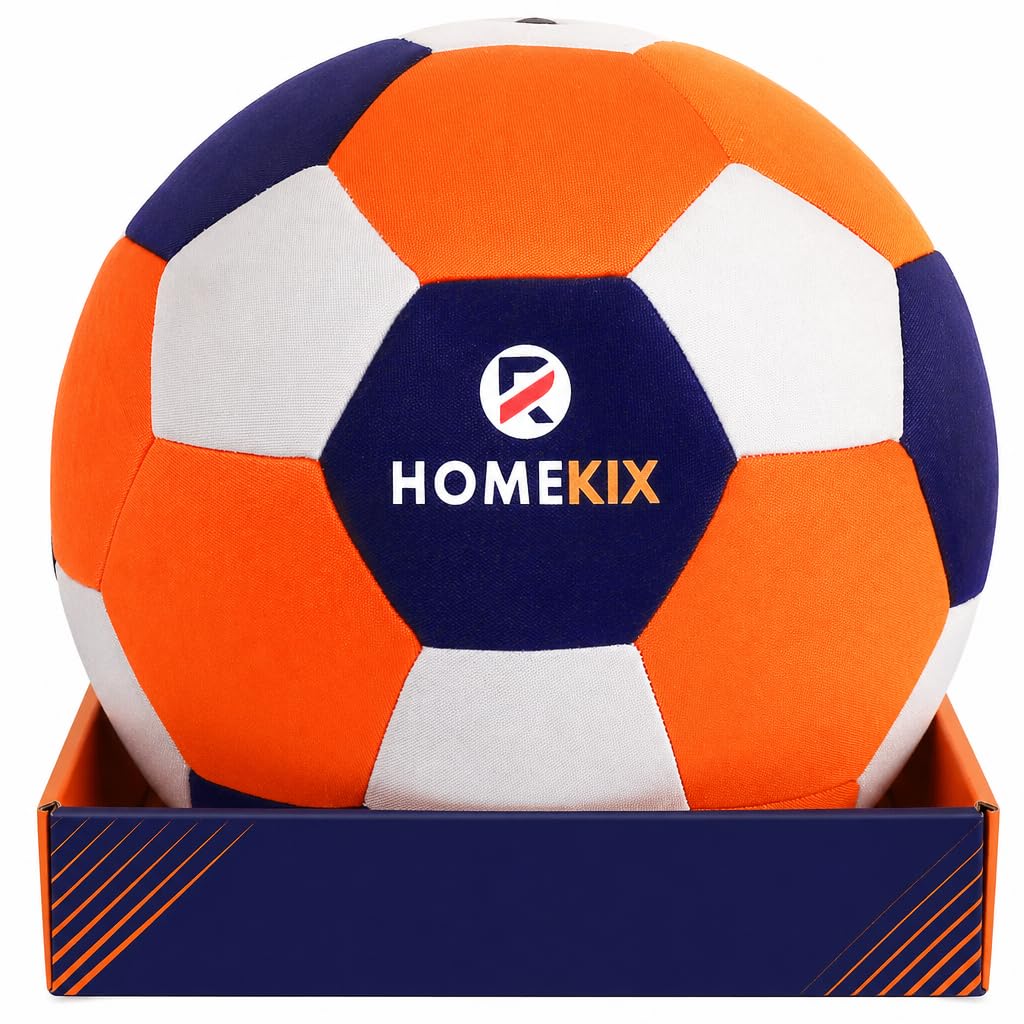 HomeKix Size 4 Indoor Soccer Ball – Soft Silent Foam Ball with Realistic Bounce for Kids Ages 3–12, Quiet Apartment-Friendly Home Practice, Dribbling & Juggling, Soccer Gift for Boys & Girls