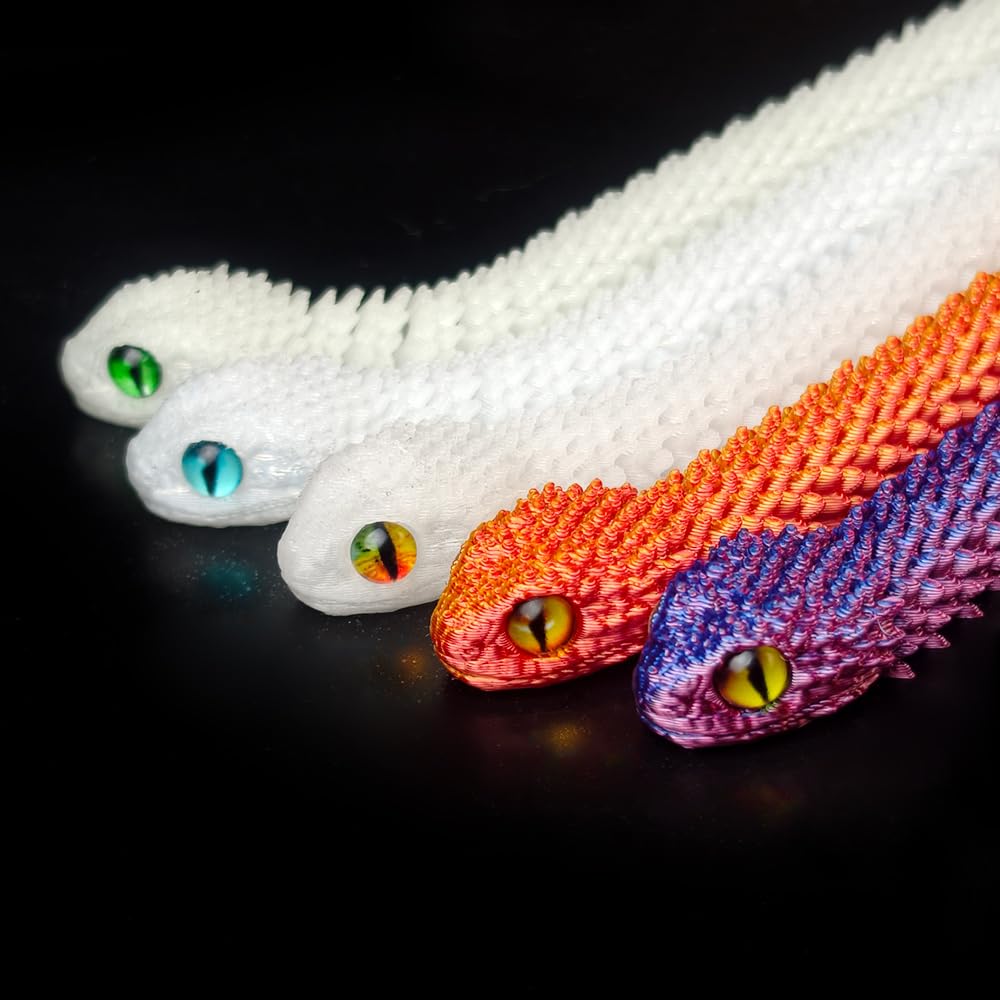 5PCS 12-Inch 3D Printed Snake Fidget Toys, Articulated Snakes, Glow in The Dark, Desk Decor, Shelf Display, Stress Relief, Family Play, Easter Basket Stuffers, Party Favor, Gifts for Kids & Adults