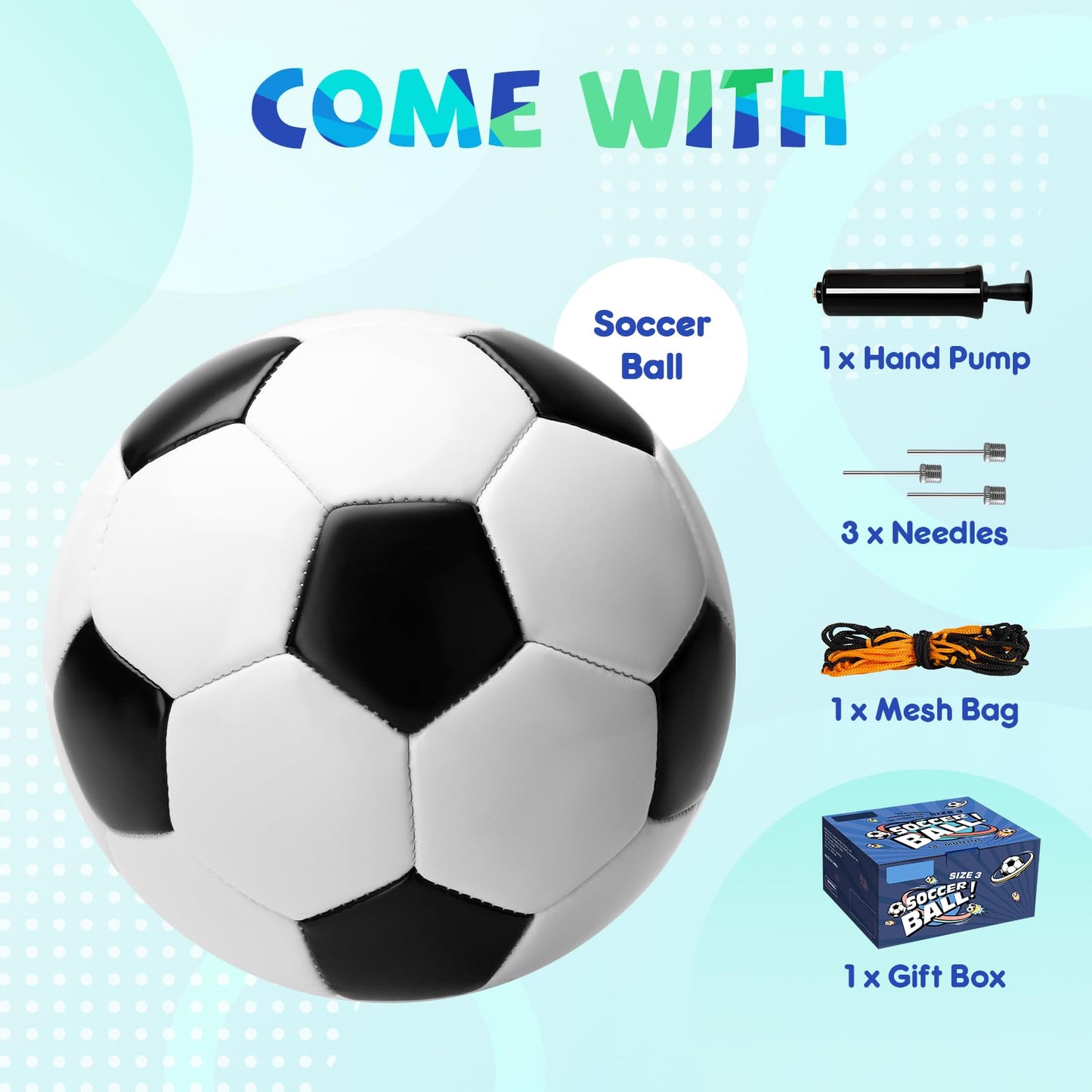 EVERICH TOY Kids Soccer Ball Size 3, Classic Soccer Ball Size 3 for Toddlers & Kids, Indoor Outdoor Play Toys, Great Present for Boys & Girls 3 4 5 6 7 8 Years Old