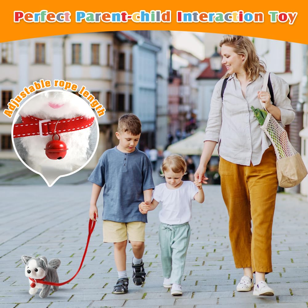 KSABVAIA Plush Husky Toy Puppy Electronic Interactive Dog - Walking, Barking, Tail Wagging, Stretching Companion Animal for Kids Toddlers