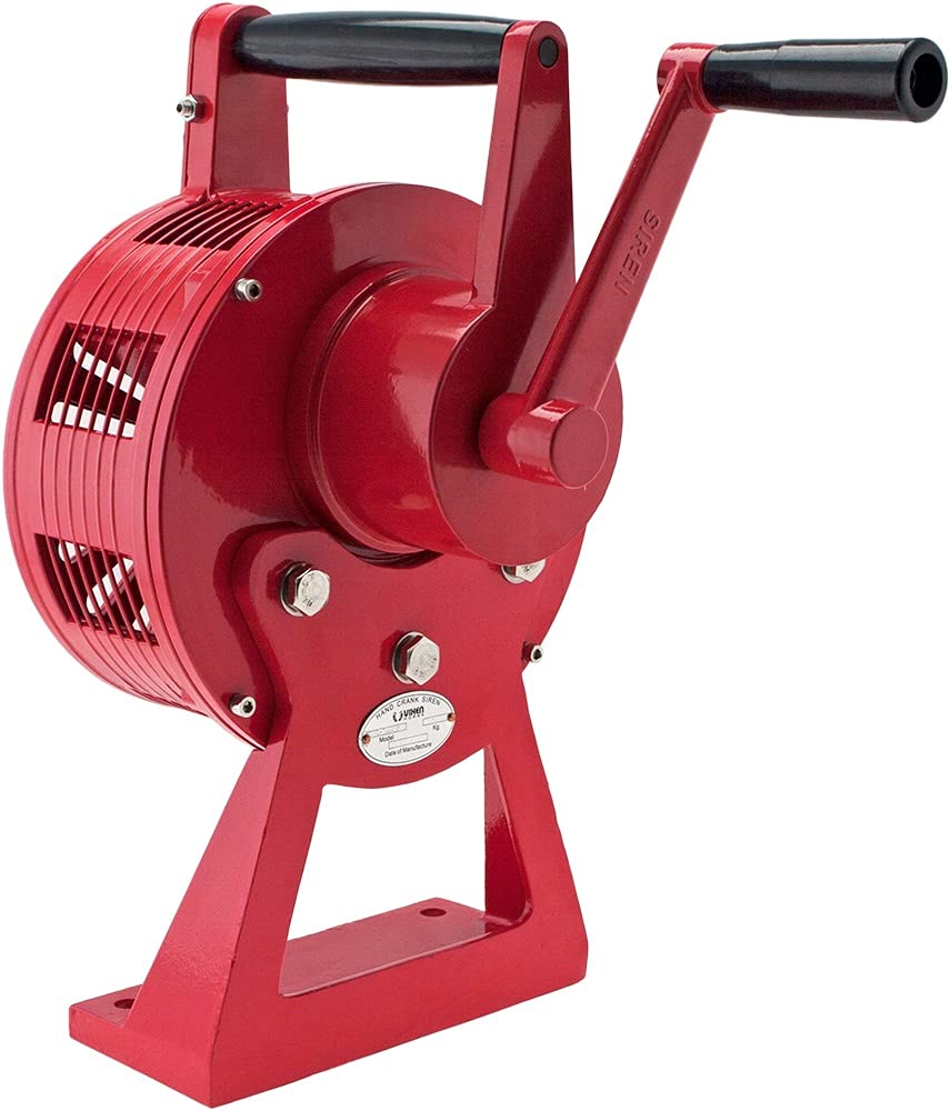 Vixen Horns Air Raid Hand Crank Siren, Loud Heavy Duty Tornado Siren with Base/Table Mount, Fire Air-raid Alarm, Warning Construction Air Horn VXS-1200MR