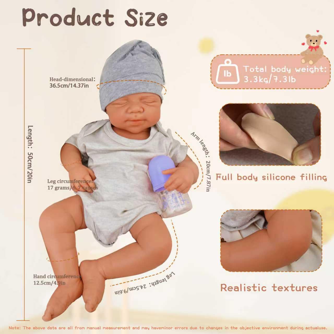 KUICEO Full Silicone Reborn Baby Dolls-20 Inch Realistic Newborn Anatomically Correct Boy with Realistic Blood Vessels and Skin，Silicone Full Body Lifelike Baby,Great Gift for Children,with Gift Box