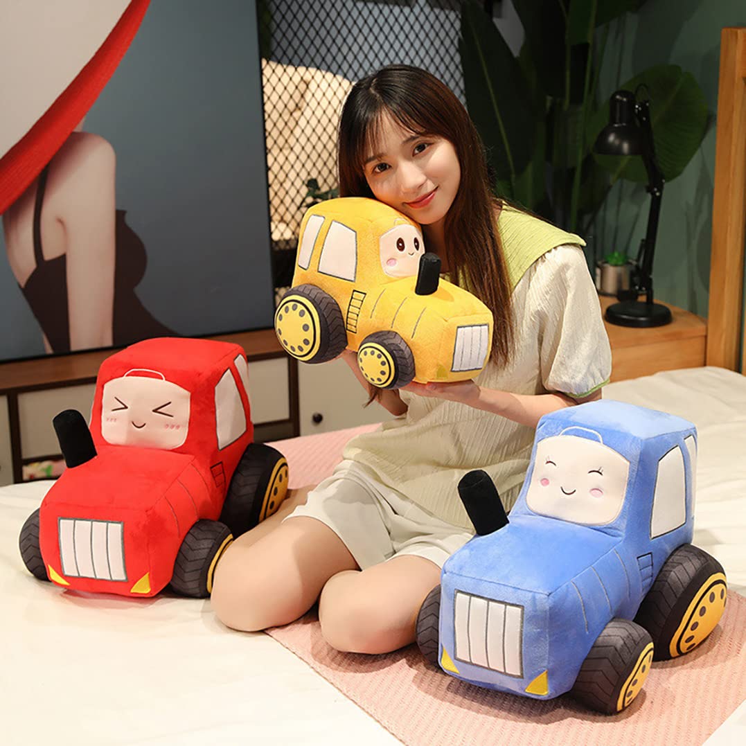 YONLIT Soft Plush Tractor Stuffed Truck Toy Super Cute Car Plushie Throw Pillow Excellent Gifts for Kids or Birthday Party 12 Inches (Yellow)