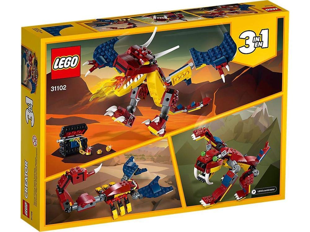 LEGO Creator 3in1 Fire Dragon 31102 Building Kit, Cool Buildable Toy for Kids (234 Pieces)