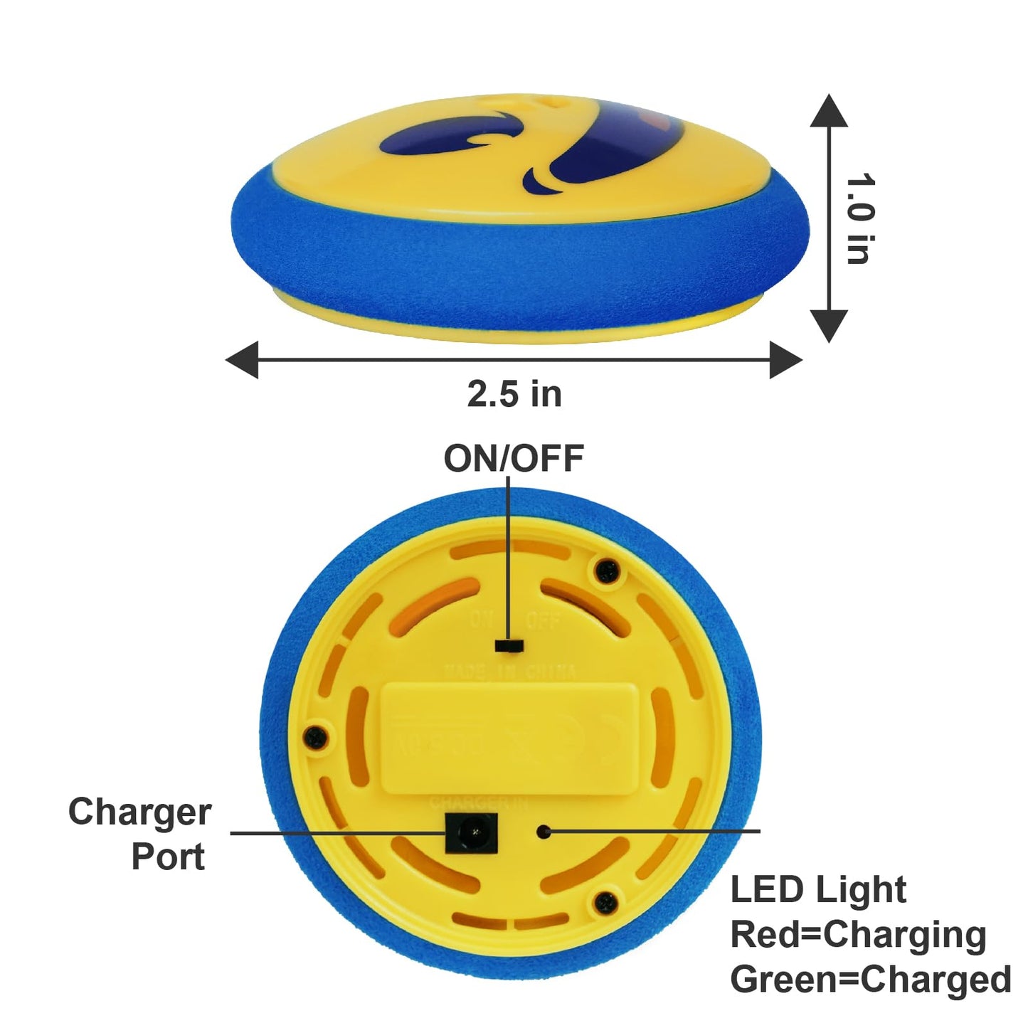 New Air Hockey Pucks and Paddles - Rechargeable Floating Air Hockey Pucks for Any Flat Surface, Include a Charging Cable and Electronic Rechargeable Mini Air Hockey Pucks, 2 Air Hocky Strikers