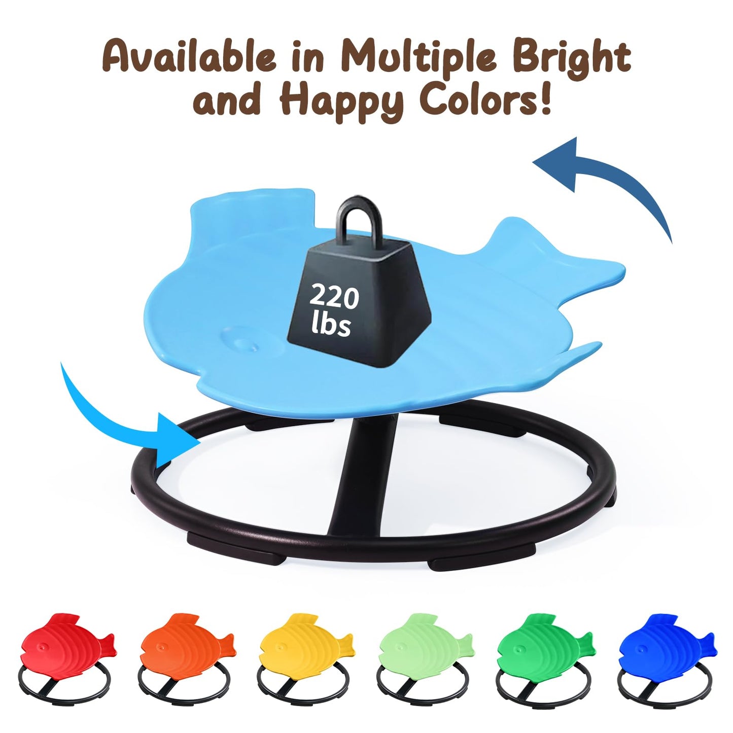 HAPPYMATY Autism Kids Swivel Chair Sensory Toy for Kids Spinning Chair Toys & Games Balance Physical Therapy Equipment, Indoor Outdoor Play Equipment for 3+, Sky Blue