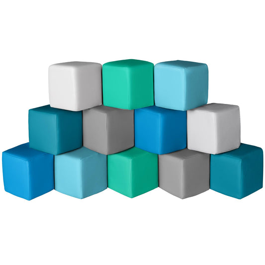 Foam Building Blocks for Kids: 12-Pieces PU Leather Colorful Foam Blocks - Building Toys for Toddler - Giant Stacking Blocks Toys - Soft Indoor Playset for Birthday Gift Preschool Learning (Modern)