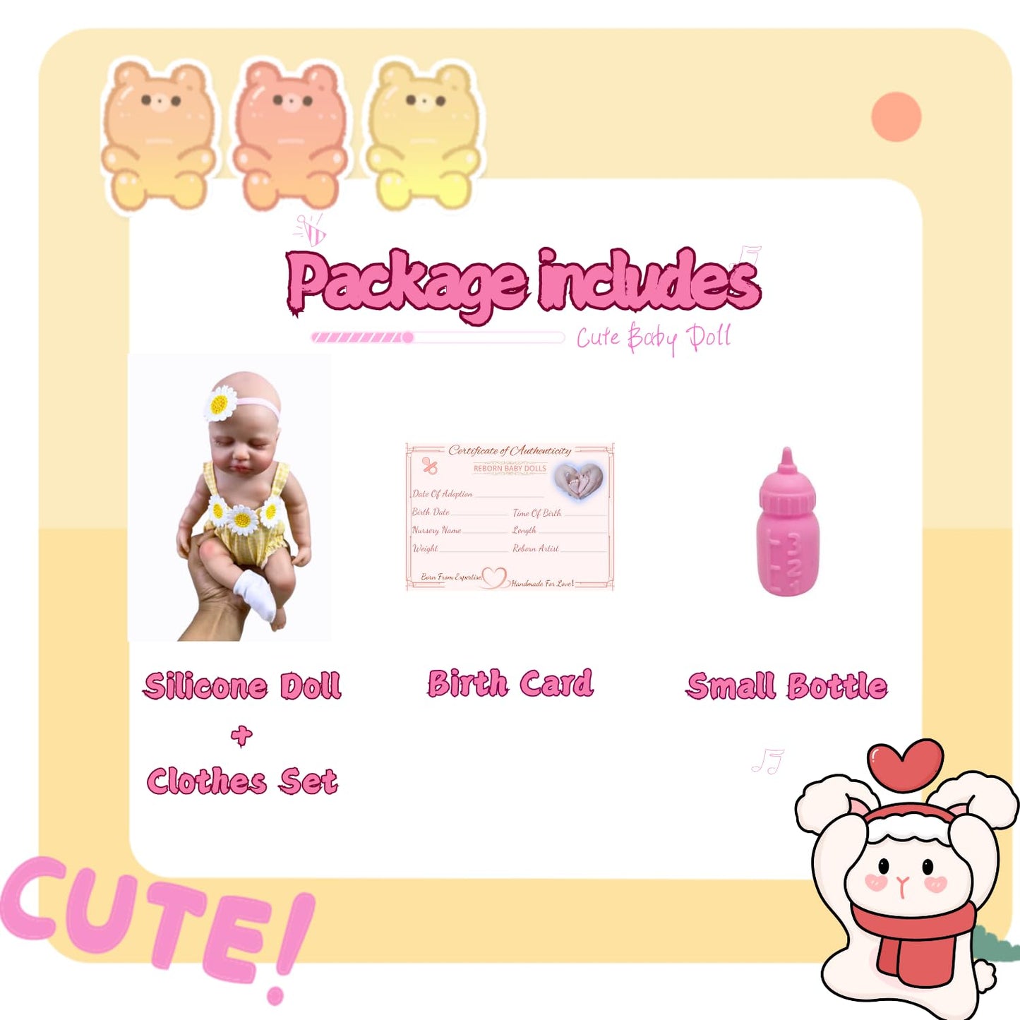MRB Realistic Baby Doll Girl,12 Inch Silicone Reborn Baby Dolls, Real Life Baby Dolls Silicone Elastic and Stress Reliever Toy for Kids Age 3 + & Collection