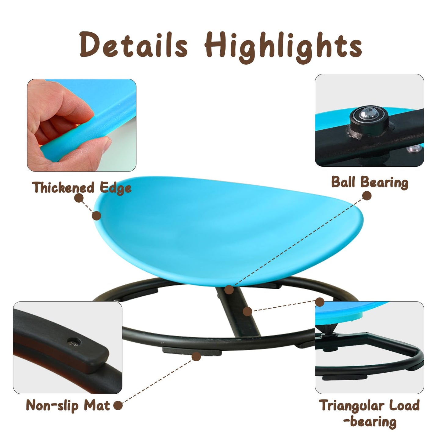 Kids Sensory Spinning Chair for Autism Ages 3+, Sit and Spin Swivel Chair for Kids with ADHD, Sensory Chairs for Autistic Children, Sensory Toys for Motion Sickness Relief, Balance Training (Blue)