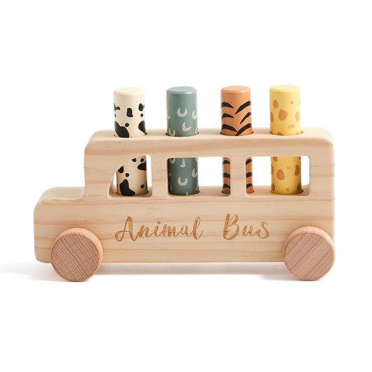 Etucdose Wooden Pop Up Toys for Babies | STEM Montessori Toys Color Animal Bus for Toddlers | Preschool Learning Toddler Educational Gifts for Kids Boys Girls | Baby Toy Games