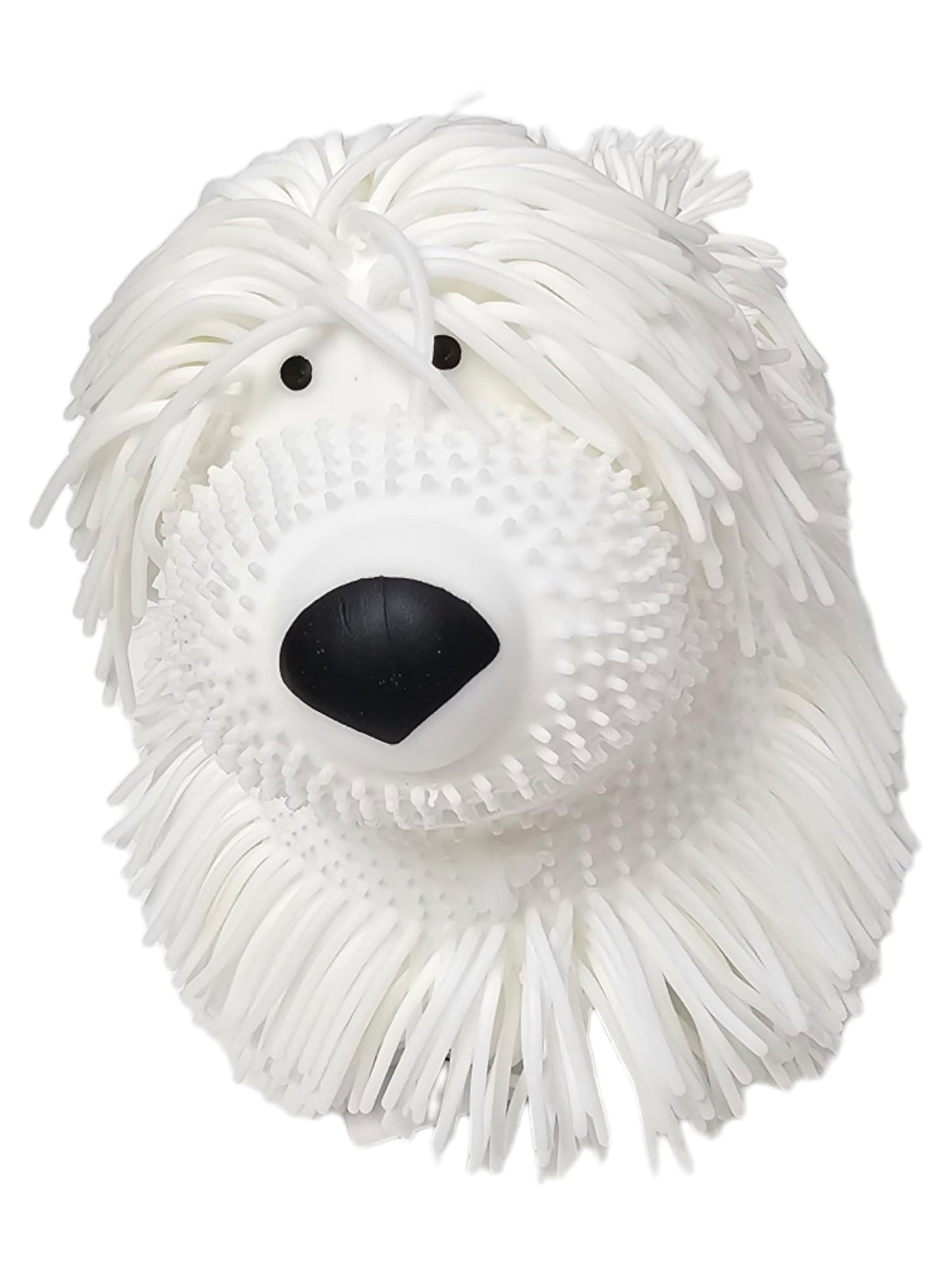 Zugar Land Soft Shaggy Puffer Dog Toy (1 White) (8" x 5") Rubber. Filled with air for a Fun Squishy Stretchy Fidget Experience.