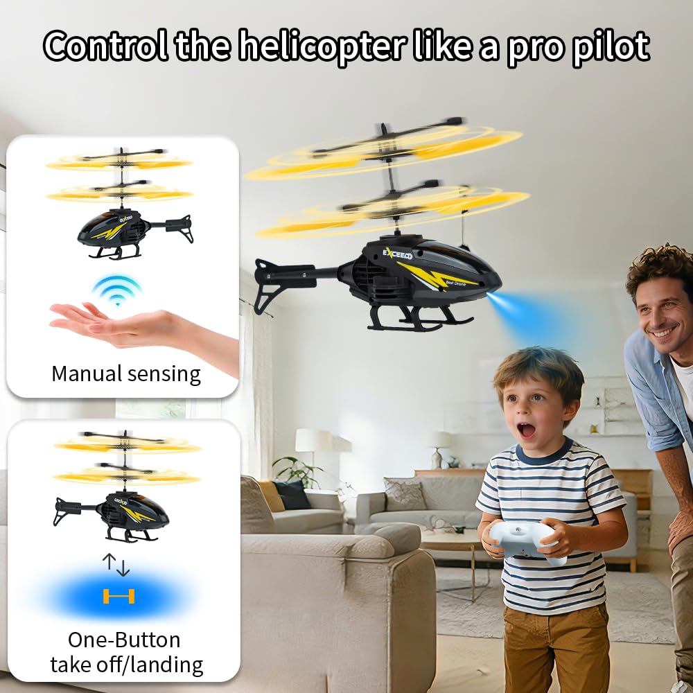RC Helicopter, Remote Control Helicopter Toy for Kids with 10Mins Flight, Gesture Sensing Indoor Flying Helicopter Toys,3 Pack RC Airplane for Kids with Light,Birthday Gifts for Boys and Girls