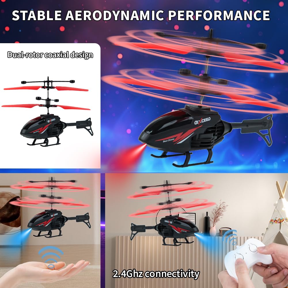RC Helicopter, Remote Control Helicopter Toy for Kids with 10Mins Flight, Gesture Sensing Indoor Flying Helicopter Toys,3 Pack RC Airplane for Kids with Light,Birthday Gifts for Boys and Girls