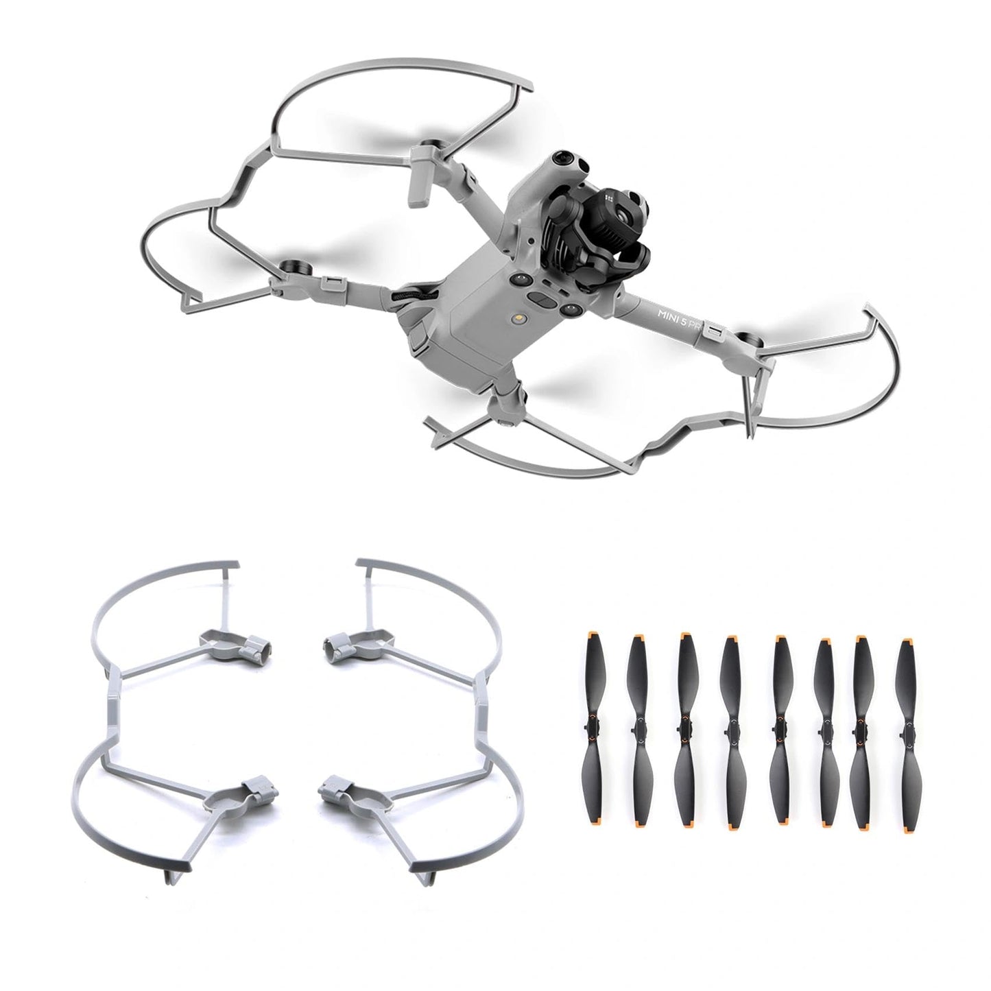 Wtohoby Mini 5 Pro Propellers Guard + 8pcs Propellers for DJI Mini 5 Pro Accessories, Light Weight Anti-Collision Bumper Crash Cover Ring, Quick-Release 6028F Blades Wing Propeller Replacement
