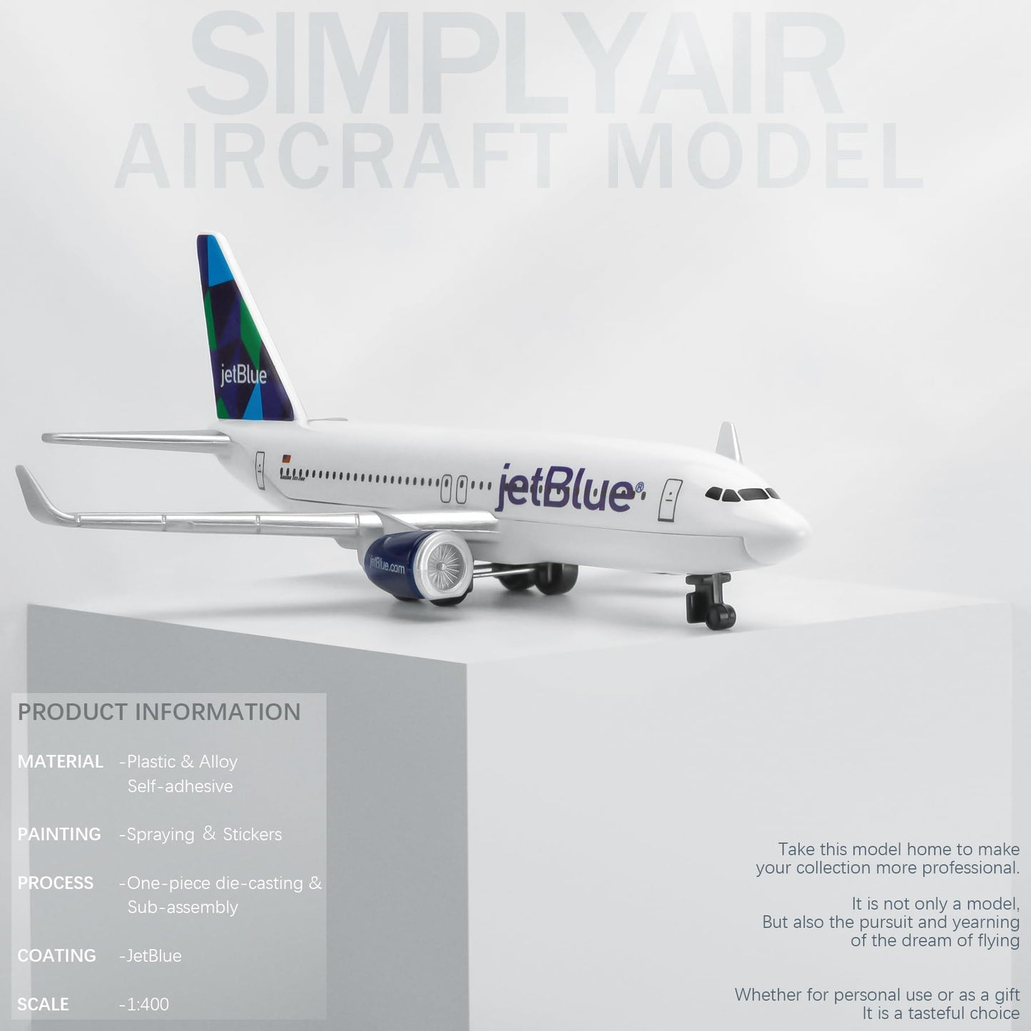 SimplyAir 1/400 jetBlue Airplane Model Kits Plastic Airplane Model for Collection and Display