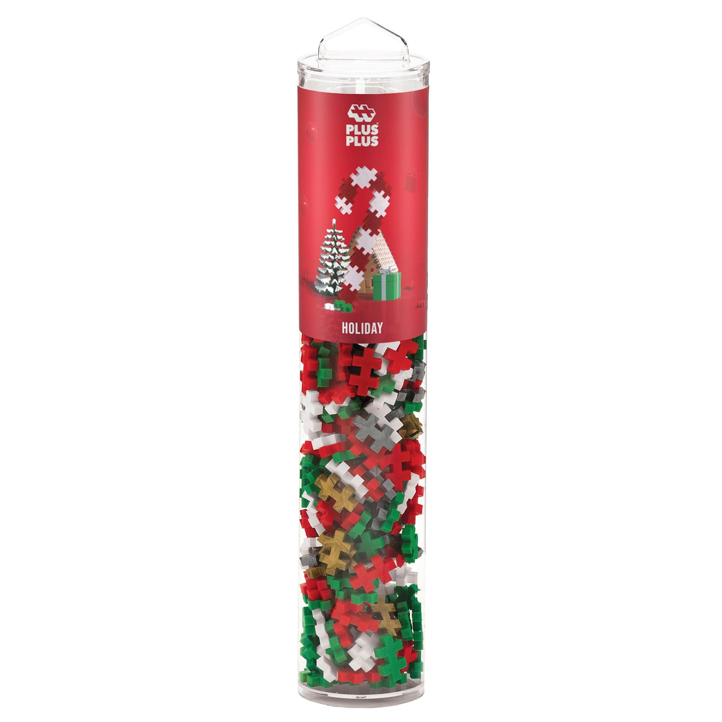 PLUS PLUS 240 Piece Holiday Mix Tube - Mini Interlocking Building Blocks Set, Stem Toys for Kids - Sensory Bin Fillers/Math Manipulatives Classroom Must Haves Gifts for Boys & Girls
